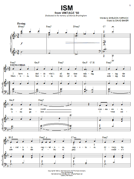 Sheldon Harnick Ism sheet music notes and chords arranged for Piano, Vocal & Guitar Chords (Right-Hand Melody)