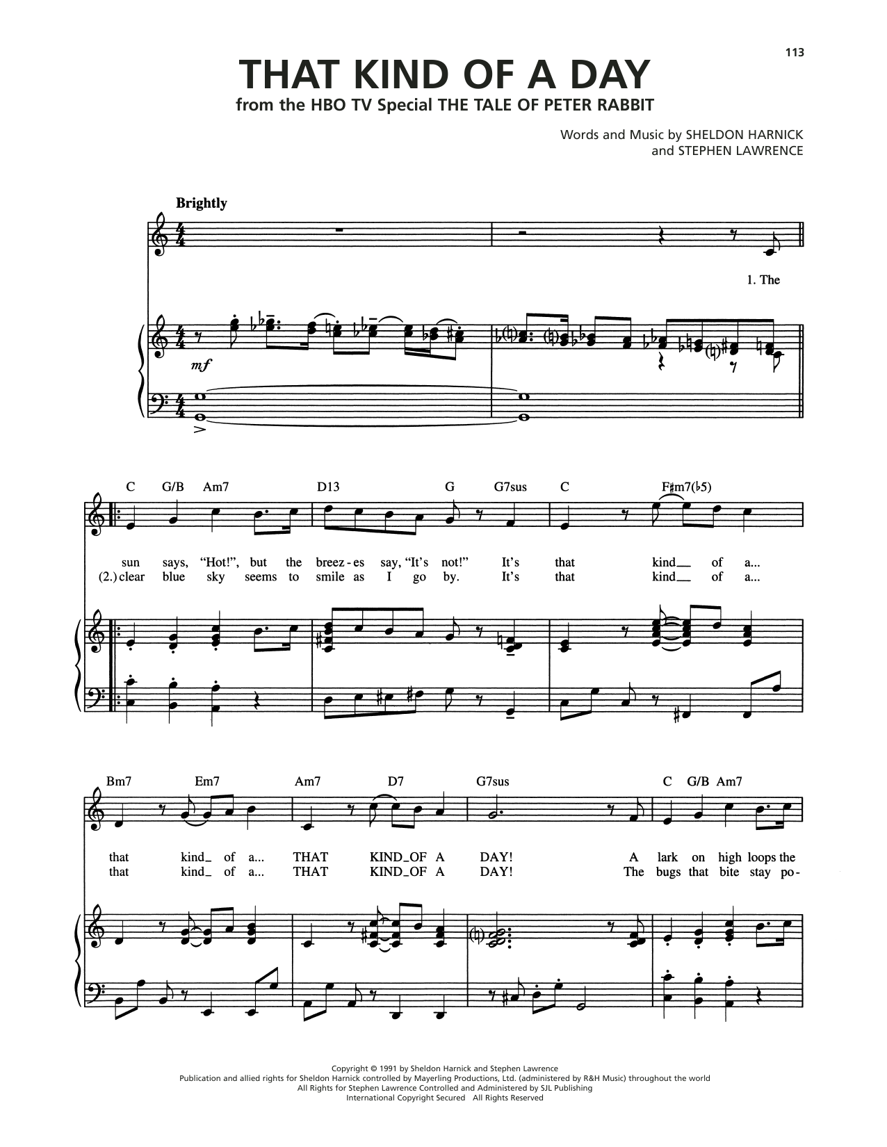 Sheldon Harnick That Kind Of A Day (from She Loves Me) sheet music notes and chords arranged for Piano, Vocal & Guitar Chords (Right-Hand Melody)