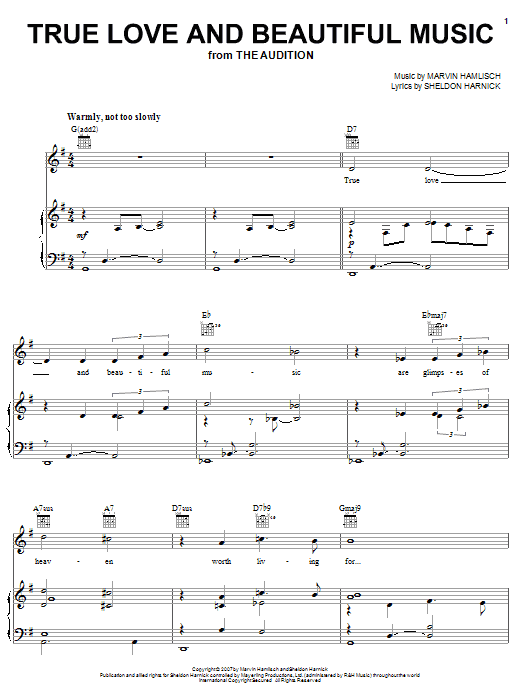 Sheldon Harnick True Love And Beautiful Music sheet music notes and chords arranged for Piano, Vocal & Guitar Chords (Right-Hand Melody)