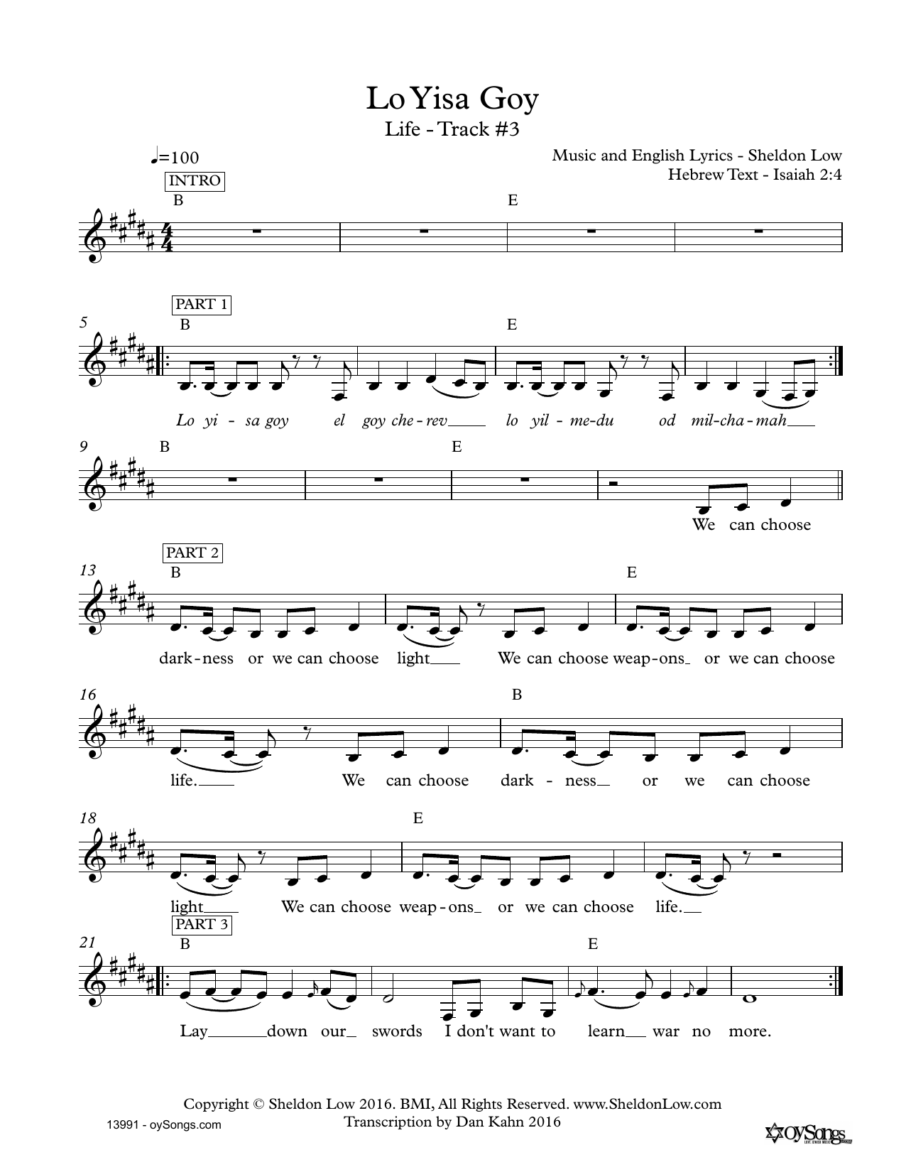 Sheldon Low Lo Yisa Goy sheet music notes and chords arranged for Lead Sheet / Fake Book