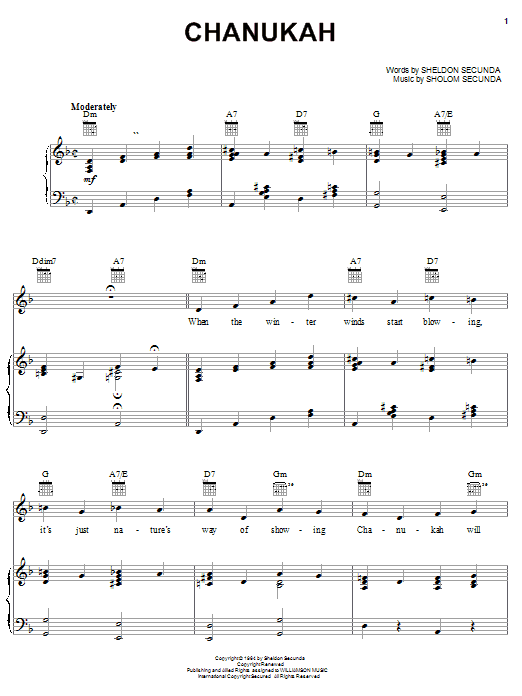 Sheldon Secunda Chanukah sheet music notes and chords. Download Printable PDF.