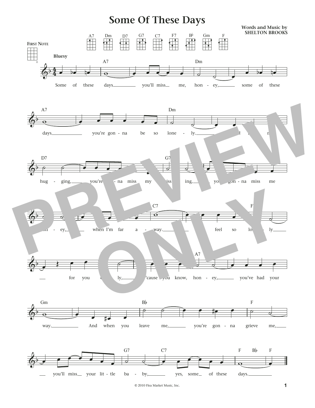 Shelton Brooks Some Of These Days (from The Daily Ukulele) (arr. Liz and Jim Beloff) sheet music notes and chords arranged for Ukulele