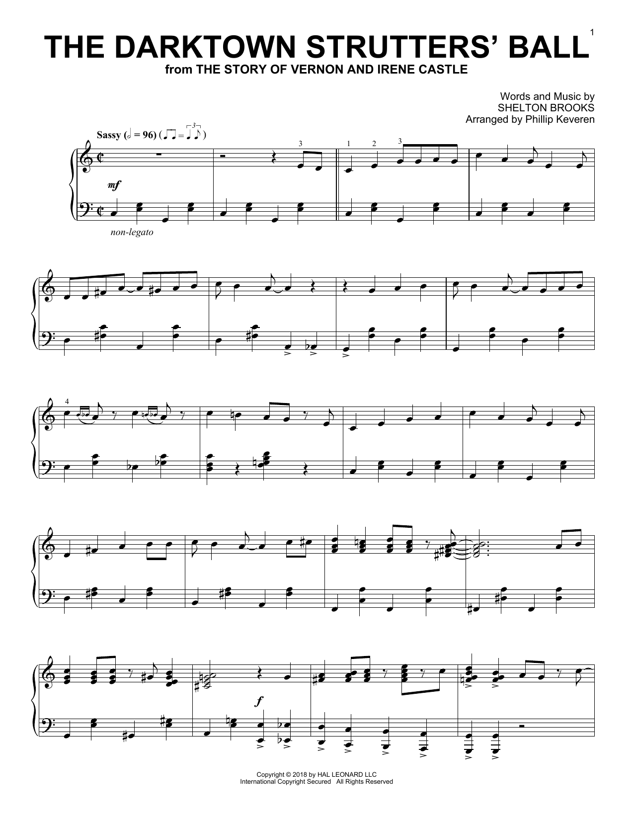 Shelton Brooks The Darktown Strutters' Ball [Jazz version] (arr. Phillip Keveren) sheet music notes and chords arranged for Piano Solo