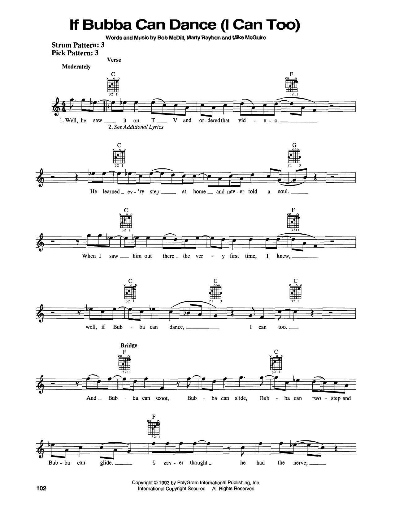 Shenandoah If Bubba Can Dance (I Can Too) sheet music notes and chords arranged for Easy Guitar
