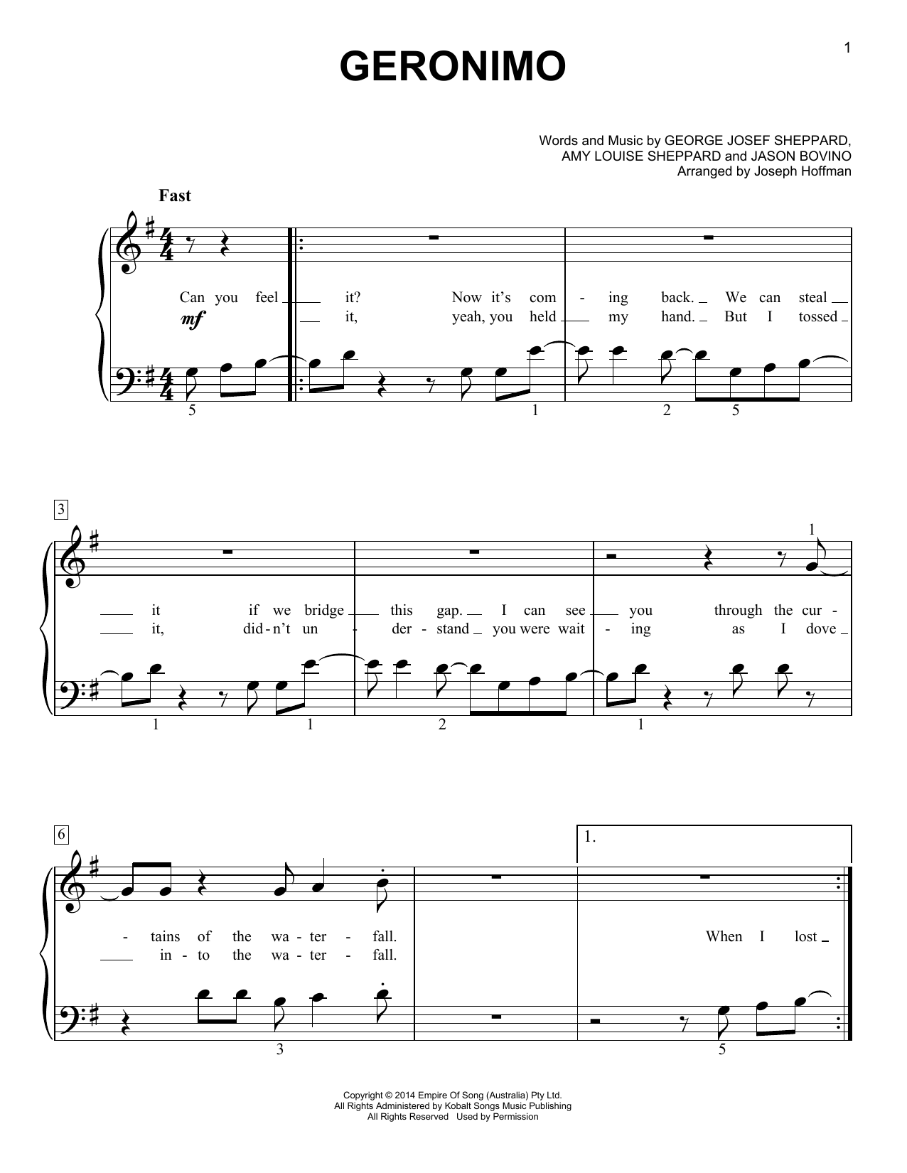 Sheppard Geronimo (arr. Joseph Hoffman) sheet music notes and chords arranged for Easy Piano