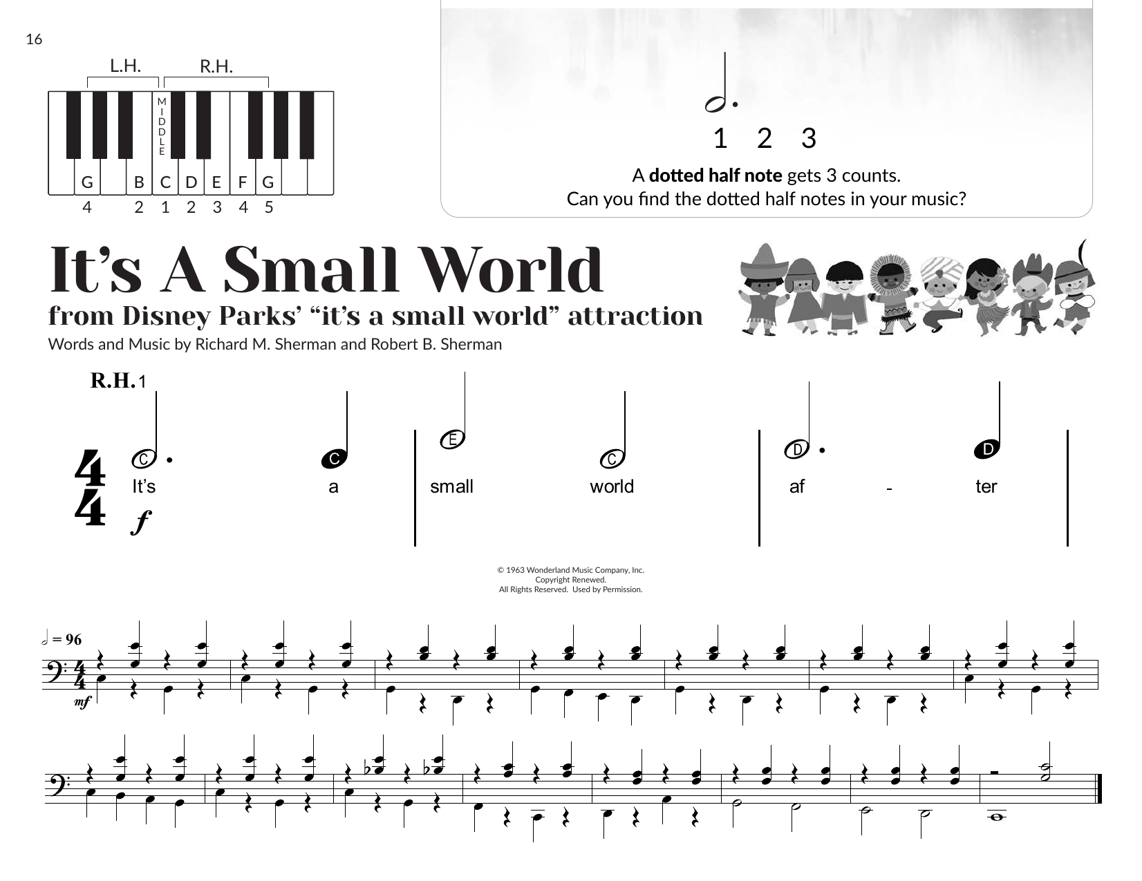 Sherman Brothers It's A Small World (arr. Brittany McCorriston) sheet music notes and chords arranged for Very Beginner Piano