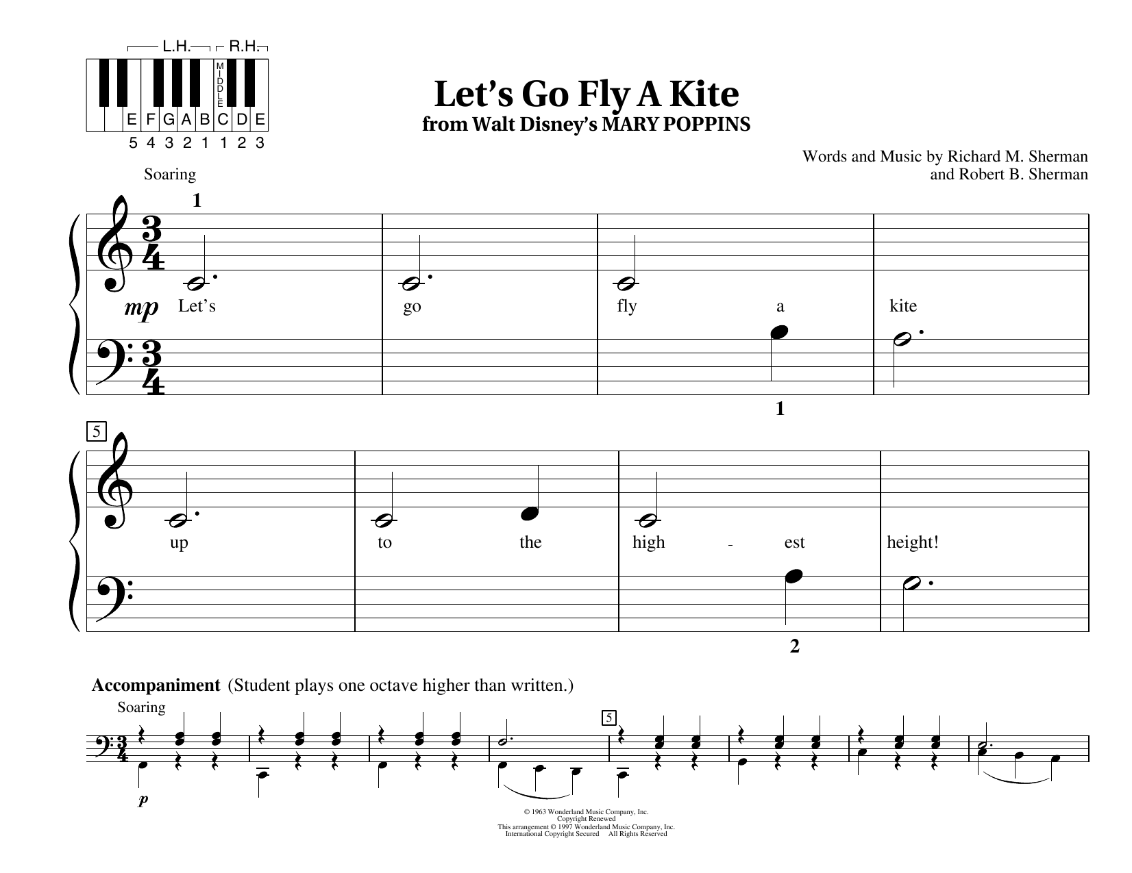Sherman Brothers Let's Go Fly A Kite sheet music notes and chords arranged for Educational Piano