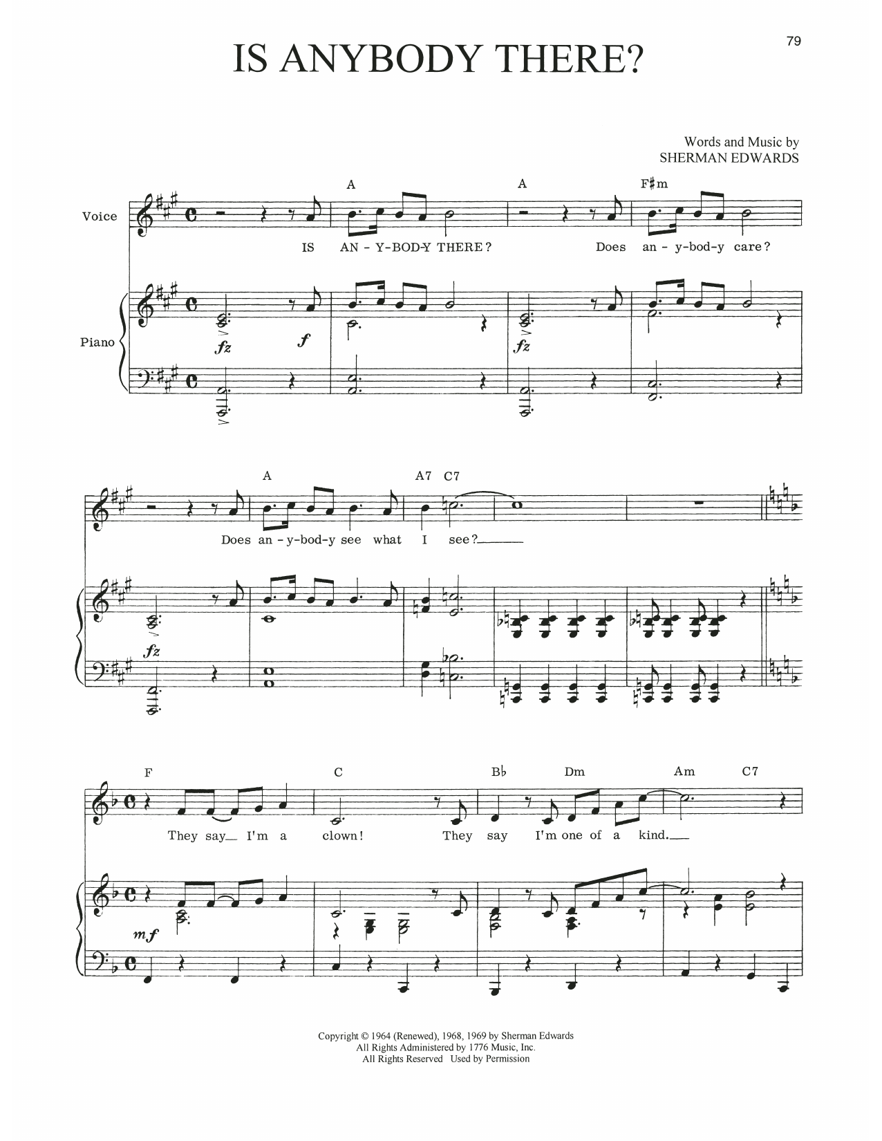 Sherman Edwards Is Anybody There? (from 1776) sheet music notes and chords arranged for Piano, Vocal & Guitar Chords (Right-Hand Melody)