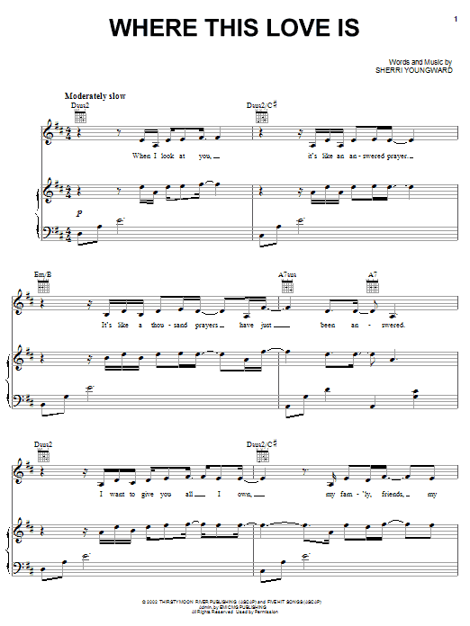 Sherri Youngward Where This Love Is sheet music notes and chords arranged for Piano, Vocal & Guitar Chords (Right-Hand Melody)