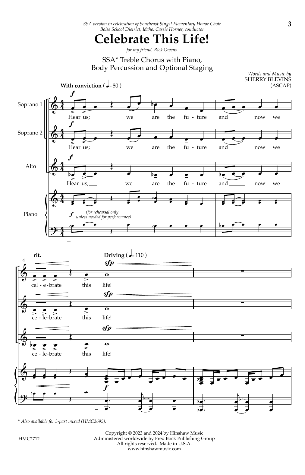 Sherry Blevins Celebrate This Life! sheet music notes and chords arranged for SATB Choir