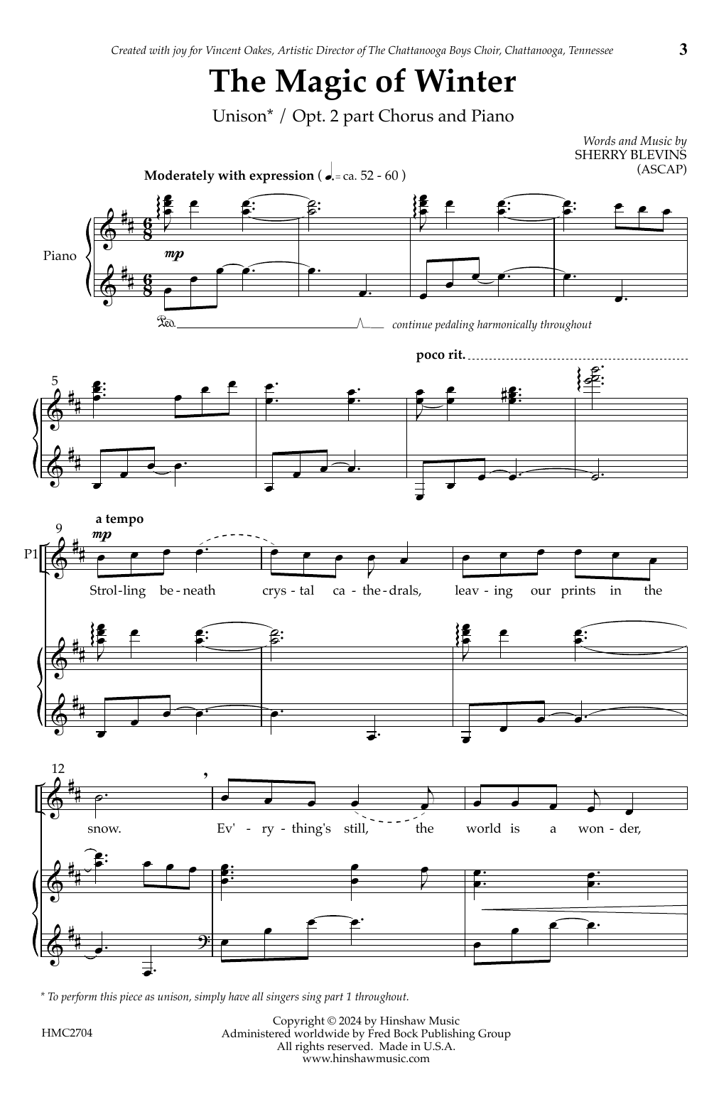 Sherry Blevins The Magic Of Winter sheet music notes and chords arranged for 2-Part Choir