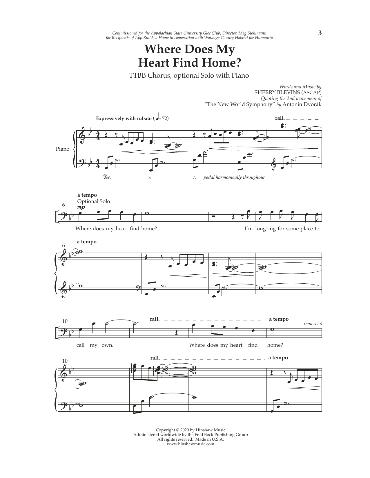 Sherry Blevins Where Does My Heart Find Home sheet music notes and chords arranged for TTBB Choir
