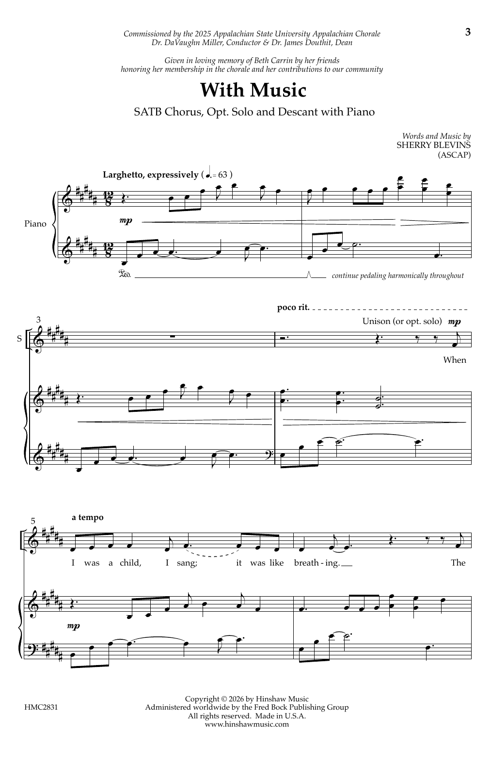 Sherry Blevins With Music sheet music notes and chords arranged for Choir