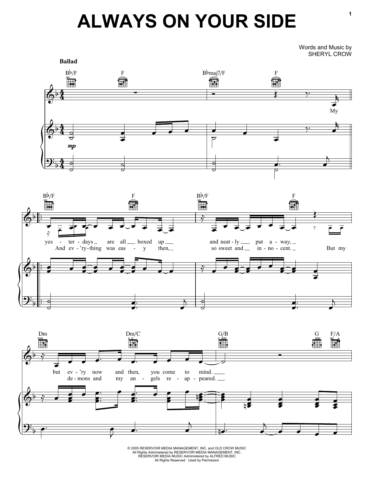 Sheryl Crow and Sting Always On Your Side sheet music notes and chords arranged for Piano, Vocal & Guitar Chords (Right-Hand Melody)