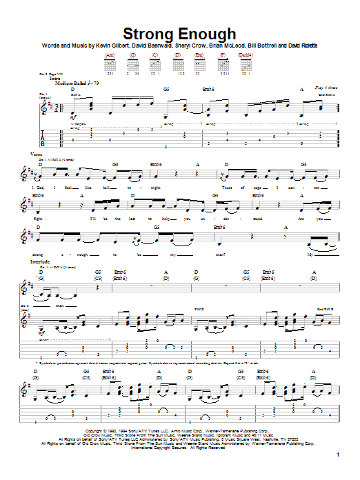 Sheryl Crow Strong Enough sheet music notes and chords arranged for Ukulele Chords/Lyrics