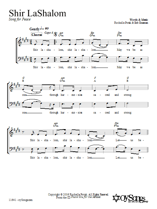 Shir Harmony Shir LaShalom sheet music notes and chords arranged for 2-Part Choir