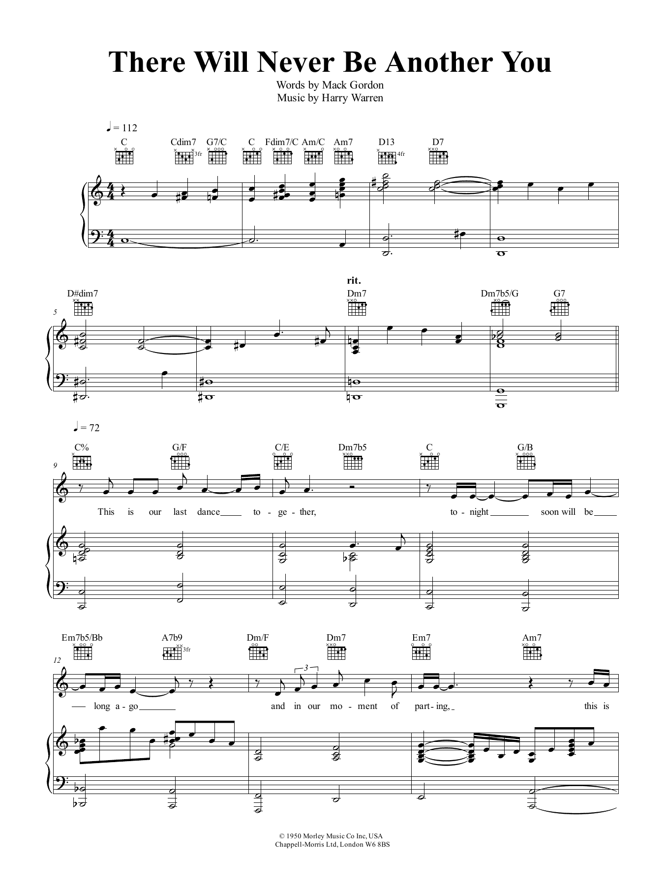 Shirley Bassey There Will Never Be Another You sheet music notes and chords arranged for Piano, Vocal & Guitar Chords (Right-Hand Melody)