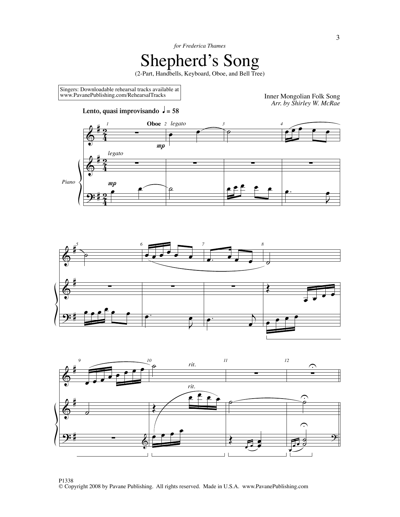 Shirley W. McRae Shepherd's Song sheet music notes and chords arranged for 2-Part Choir