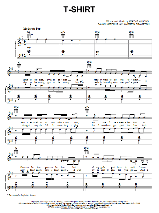 Shontelle T-Shirt sheet music notes and chords arranged for Piano, Vocal & Guitar Chords (Right-Hand Melody)