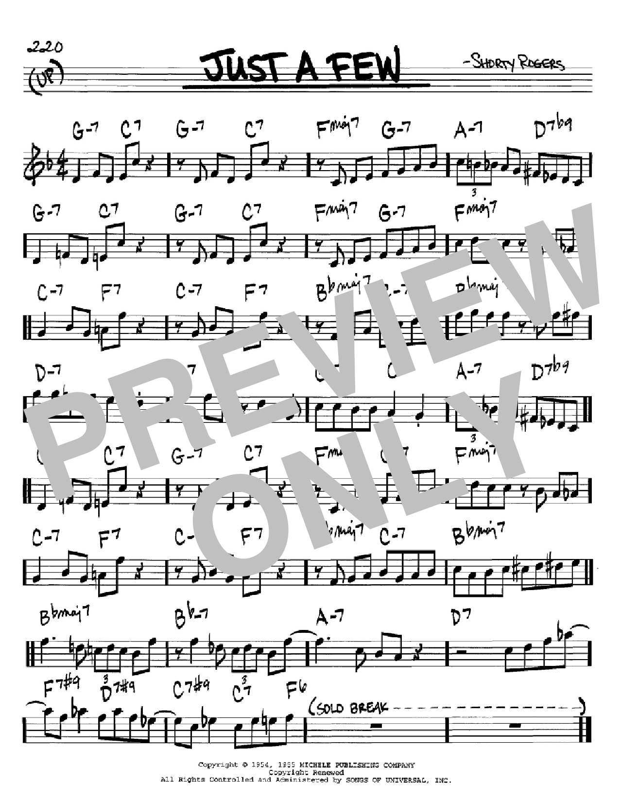 Shorty Rogers Just A Few sheet music notes and chords arranged for Real Book – Melody & Chords – C Instruments