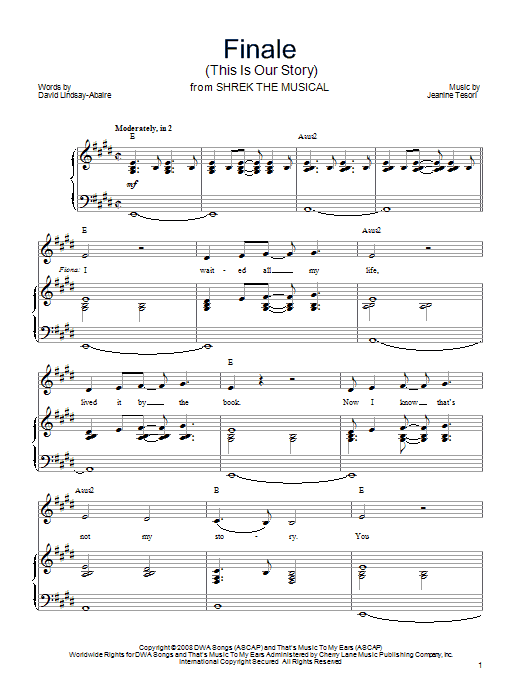 Shrek The Musical Finale (This Is Our Story) sheet music notes and chords arranged for Piano, Vocal & Guitar Chords (Right-Hand Melody)