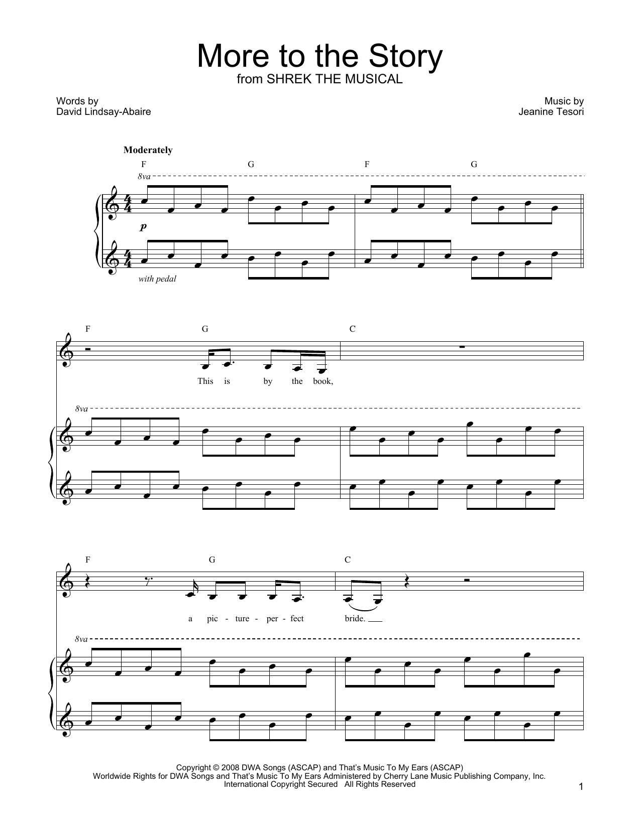 Shrek The Musical More To The Story sheet music notes and chords arranged for Piano, Vocal & Guitar Chords (Right-Hand Melody)
