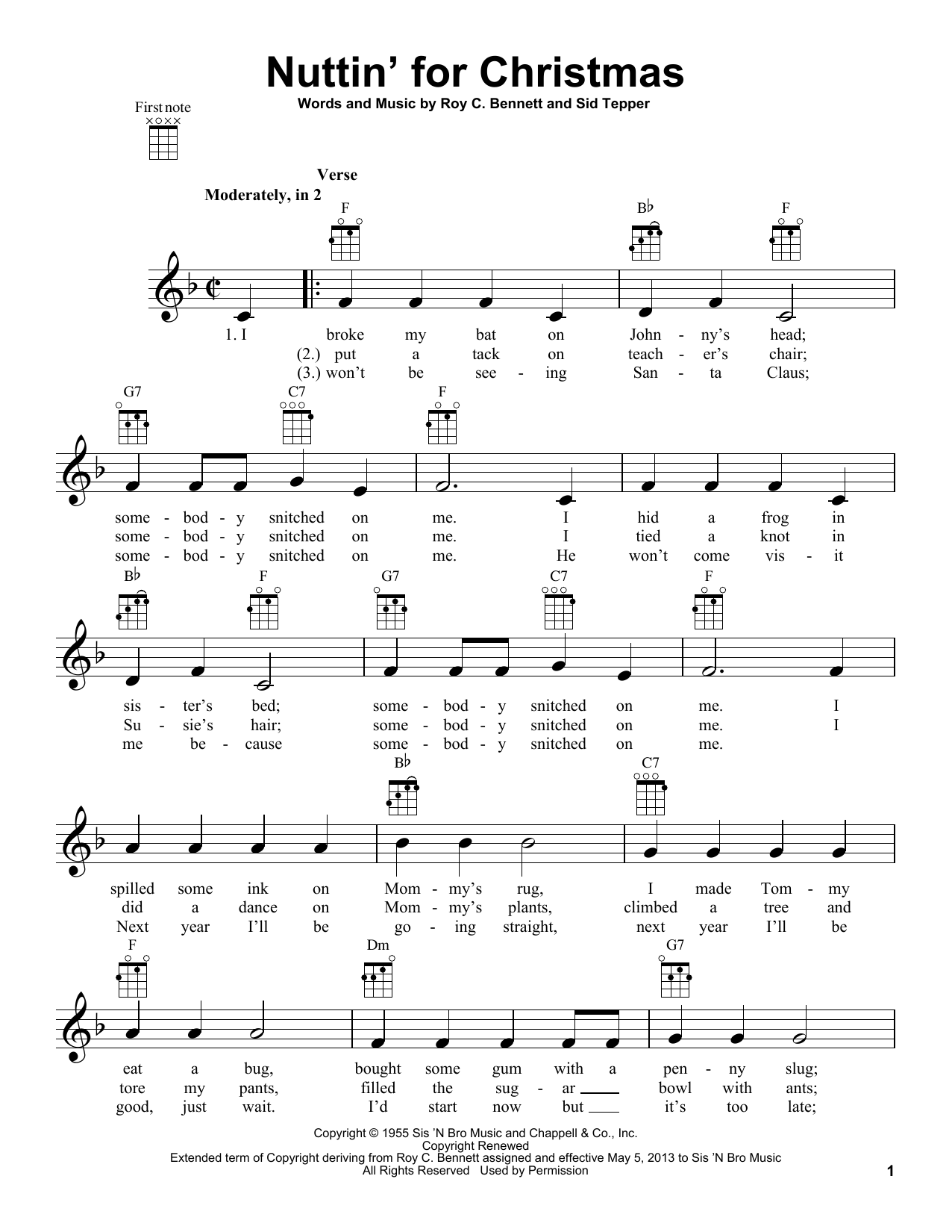 Sid Tepper Nuttin' For Christmas sheet music notes and chords arranged for Trumpet Solo