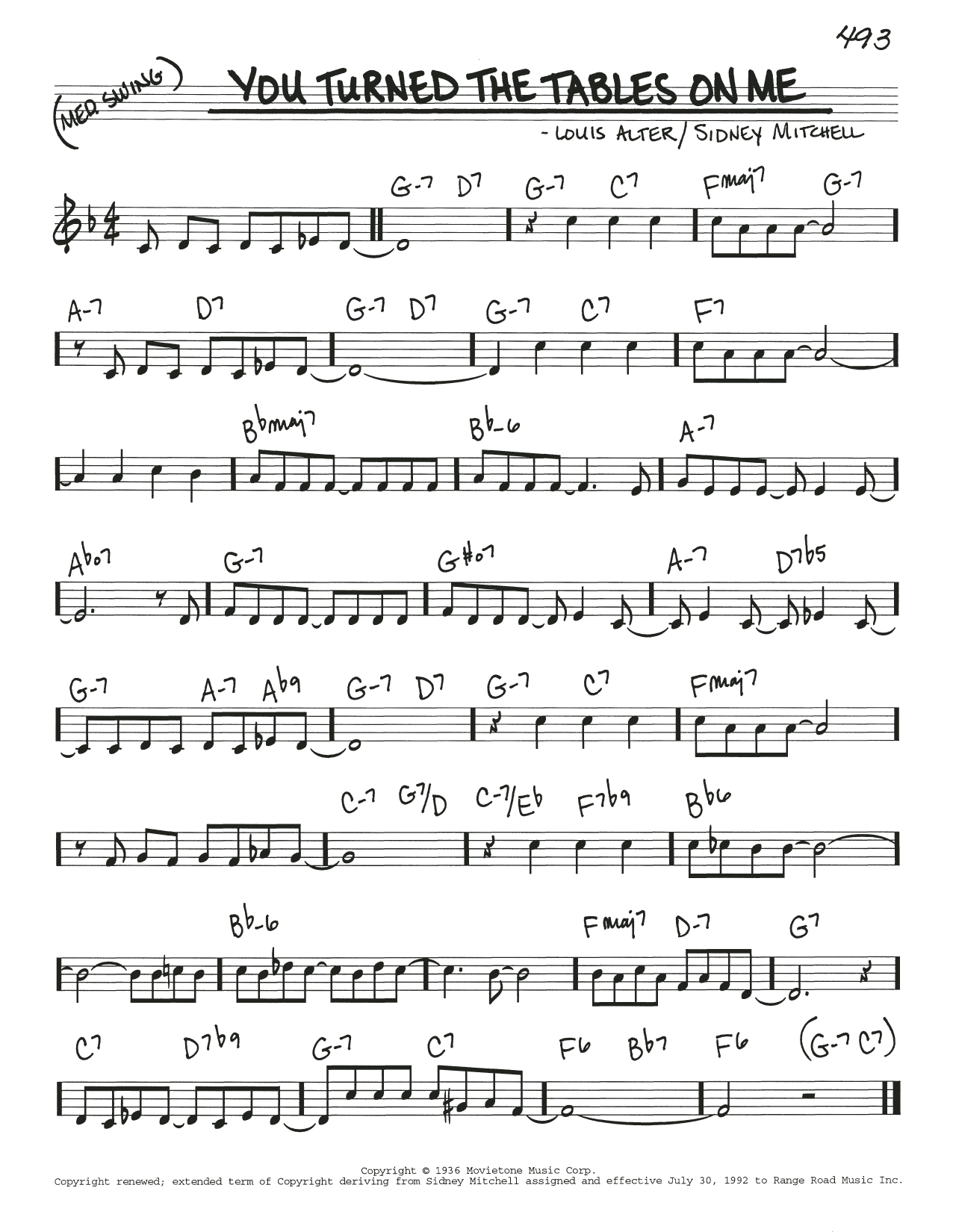 Sidney D. Mitchell You Turned The Tables On Me sheet music notes and chords arranged for Real Book – Melody & Chords