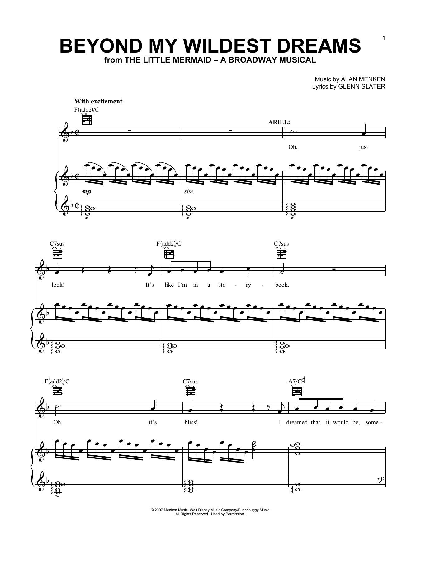 Sierra Boggess Beyond My Wildest Dreams (from The Little Mermaid Musical) sheet music notes and chords arranged for Vocal Pro + Piano/Guitar