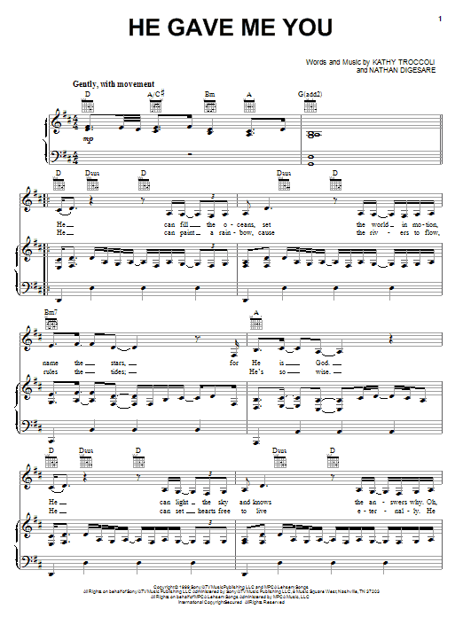 Sierra He Gave Me You sheet music notes and chords arranged for Piano, Vocal & Guitar Chords (Right-Hand Melody)