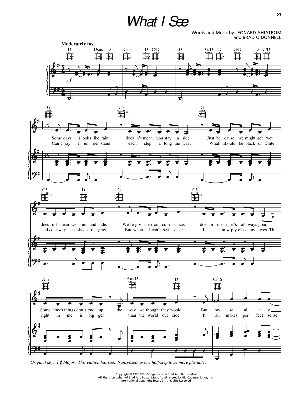 Sierra What I See sheet music notes and chords arranged for Piano, Vocal & Guitar Chords (Right-Hand Melody)