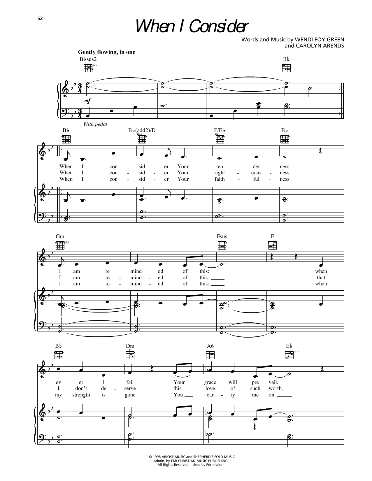Sierra When I Consider sheet music notes and chords arranged for Piano, Vocal & Guitar Chords (Right-Hand Melody)