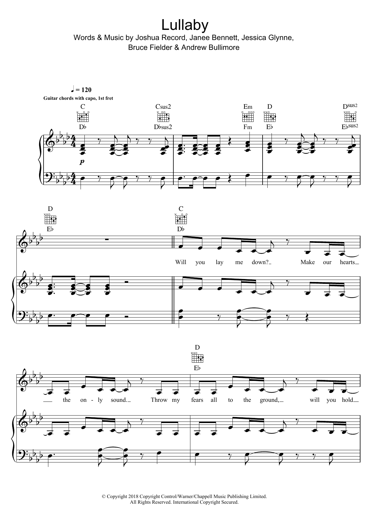 Sigala Lullaby (featuring Paloma Faith) sheet music notes and chords arranged for Piano, Vocal & Guitar Chords
