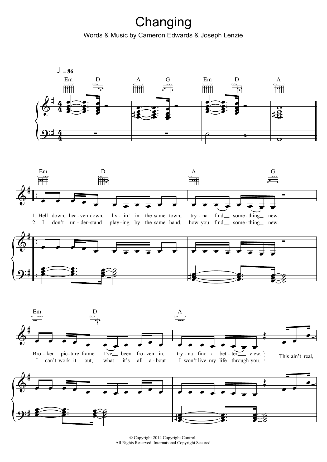 Sigma Changing (feat. Paloma Faith) sheet music notes and chords arranged for Piano, Vocal & Guitar Chords