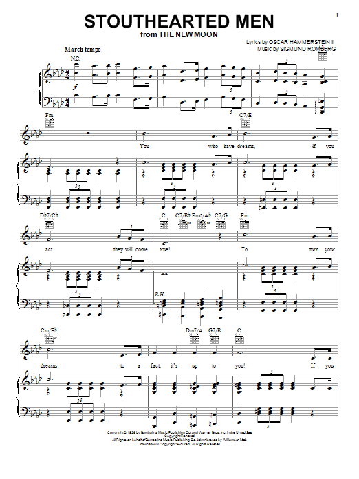 Barbra Streisand Stouthearted Men sheet music notes and chords arranged for Piano, Vocal & Guitar Chords (Right-Hand Melody)