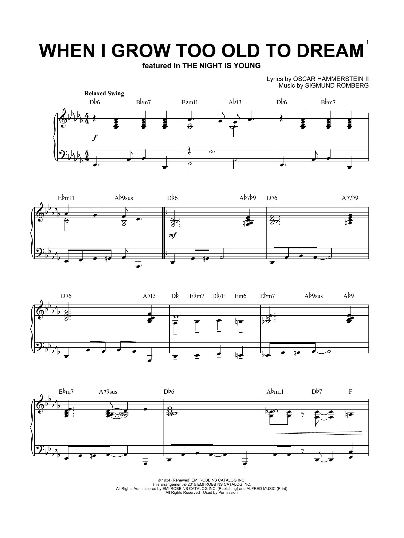 Sigmund Romberg When I Grow Too Old To Dream [Jazz version] (arr. Brent Edstrom) sheet music notes and chords arranged for Piano Solo