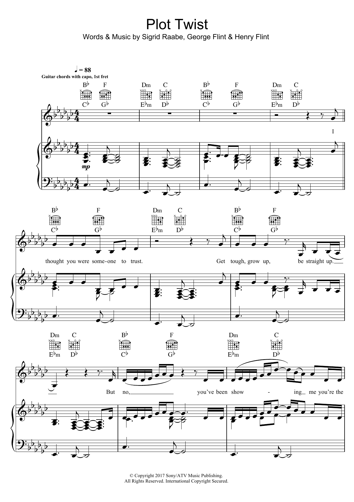 Sigrid Plot Twist sheet music notes and chords arranged for Piano, Vocal & Guitar Chords