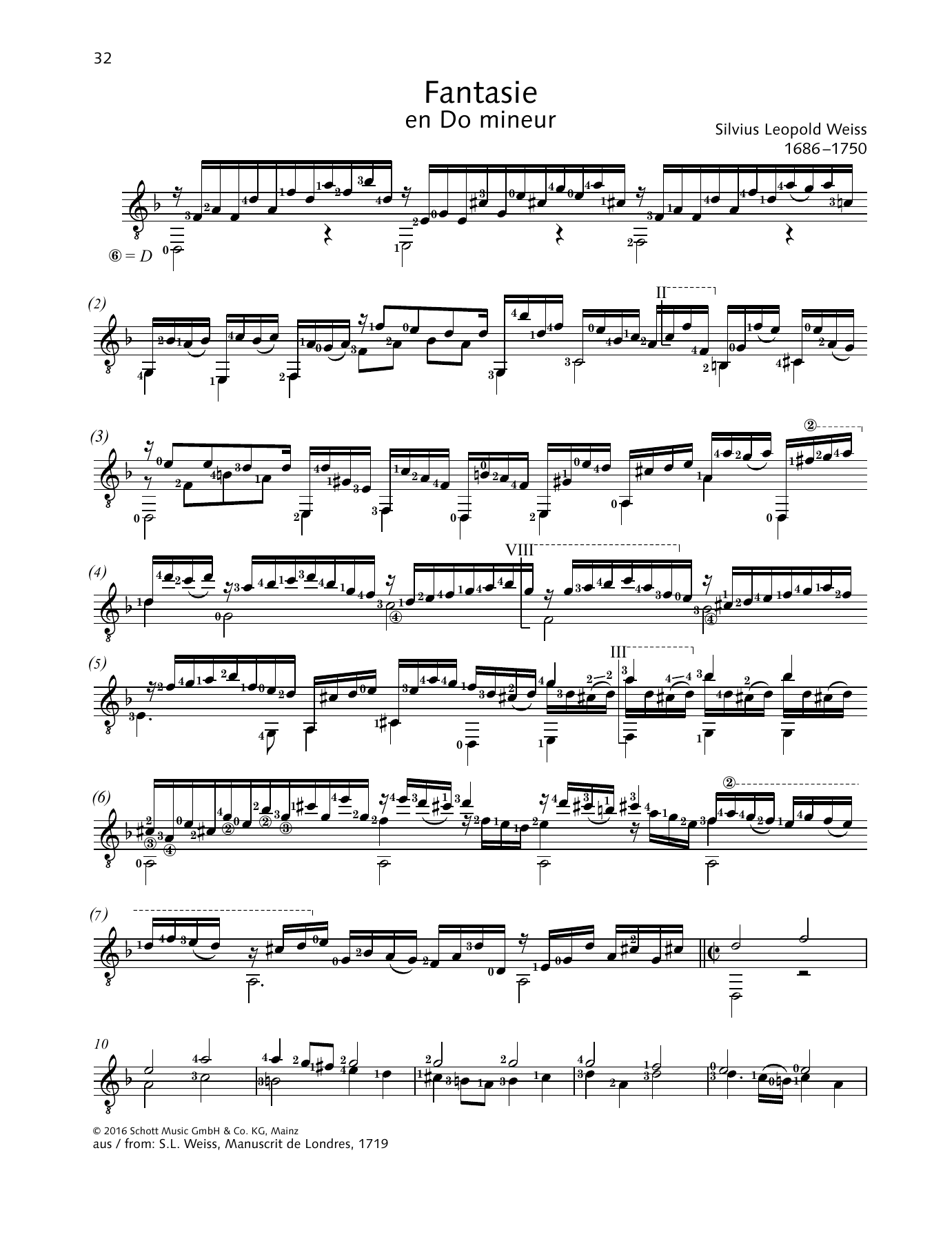 Silvius Leopold Weiss Fantasie sheet music notes and chords arranged for Solo Guitar