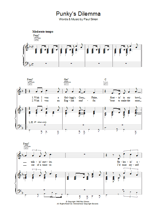 Simon & Garfunkel Punky's Dilemma sheet music notes and chords arranged for Guitar Chords/Lyrics