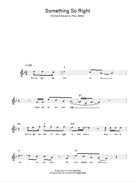 Paul Simon Something So Right sheet music notes and chords arranged for Keyboard (Abridged)