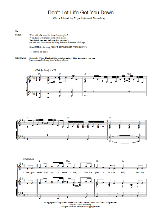 Simon May Don't Let Life Get You Down sheet music notes and chords arranged for Piano, Vocal & Guitar Chords