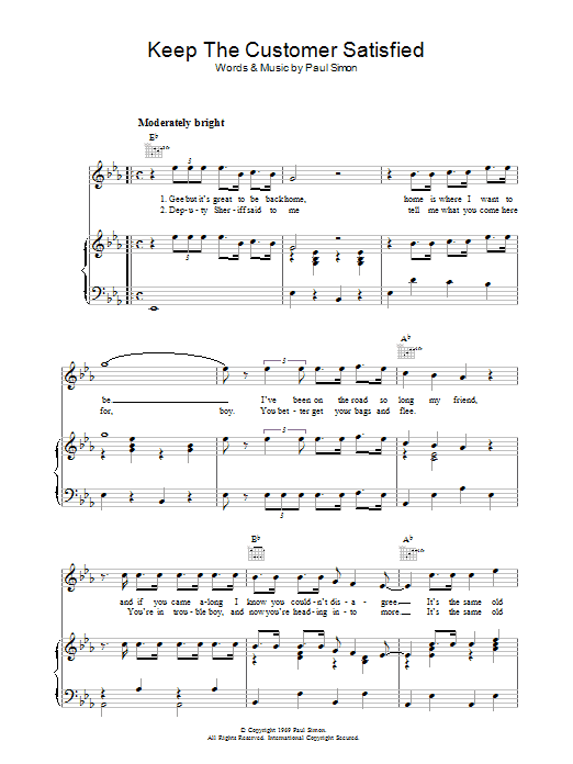 Simon & Garfunkel Keep The Customer Satisfied sheet music notes and chords. Download Printable PDF.