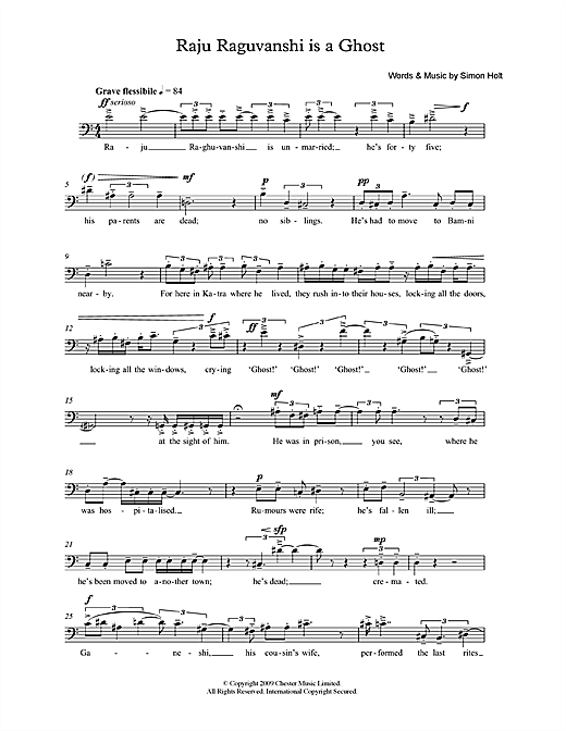Simon Holt Raju Raguvanshi is a Ghost (for baritone voice) sheet music notes and chords arranged for Piano & Vocal