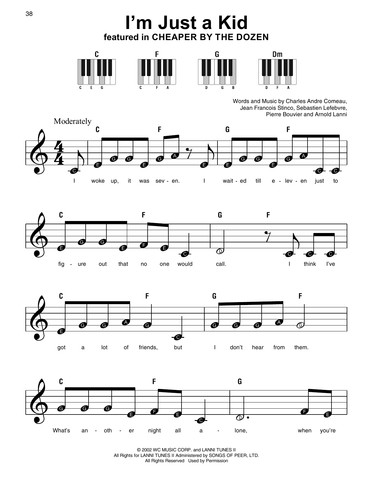 Simple Plan I'm Just A Kid sheet music notes and chords arranged for Super Easy Piano