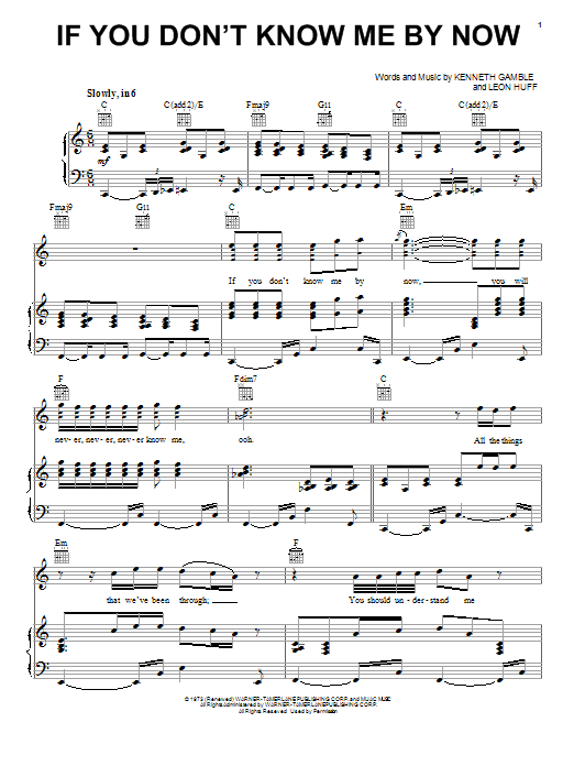 Simply Red If You Don't Know Me By Now sheet music notes and chords arranged for Piano, Vocal & Guitar Chords