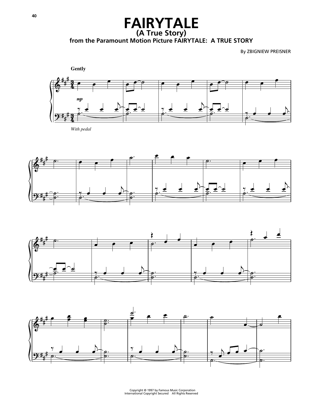 Sinfonia Varsovia Fairytale (A True Story) sheet music notes and chords arranged for Piano Solo