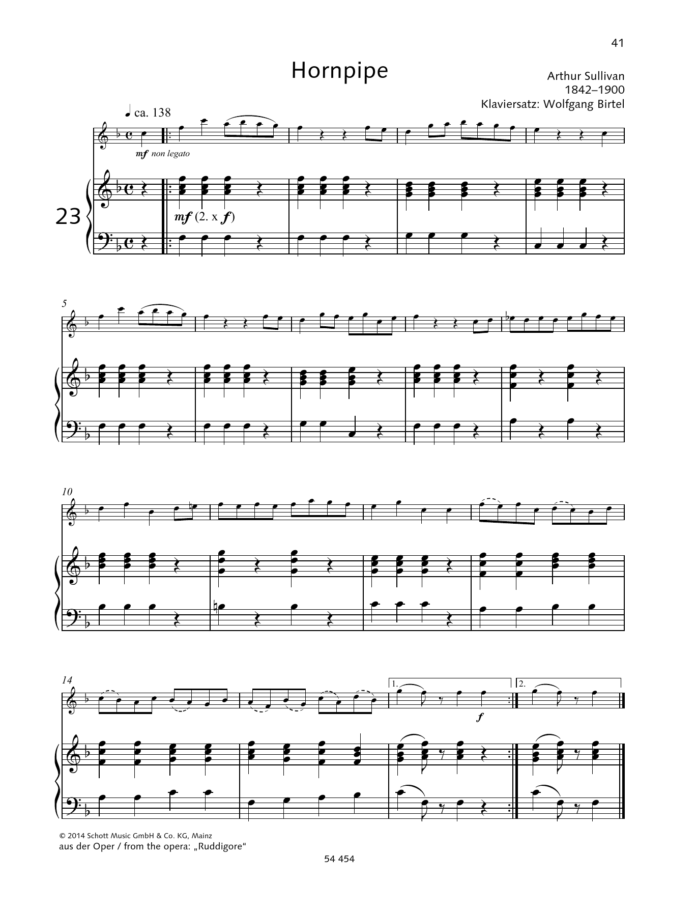 Sir Arthur Seymour Sullivan Hornpipe sheet music notes and chords arranged for Woodwind Solo