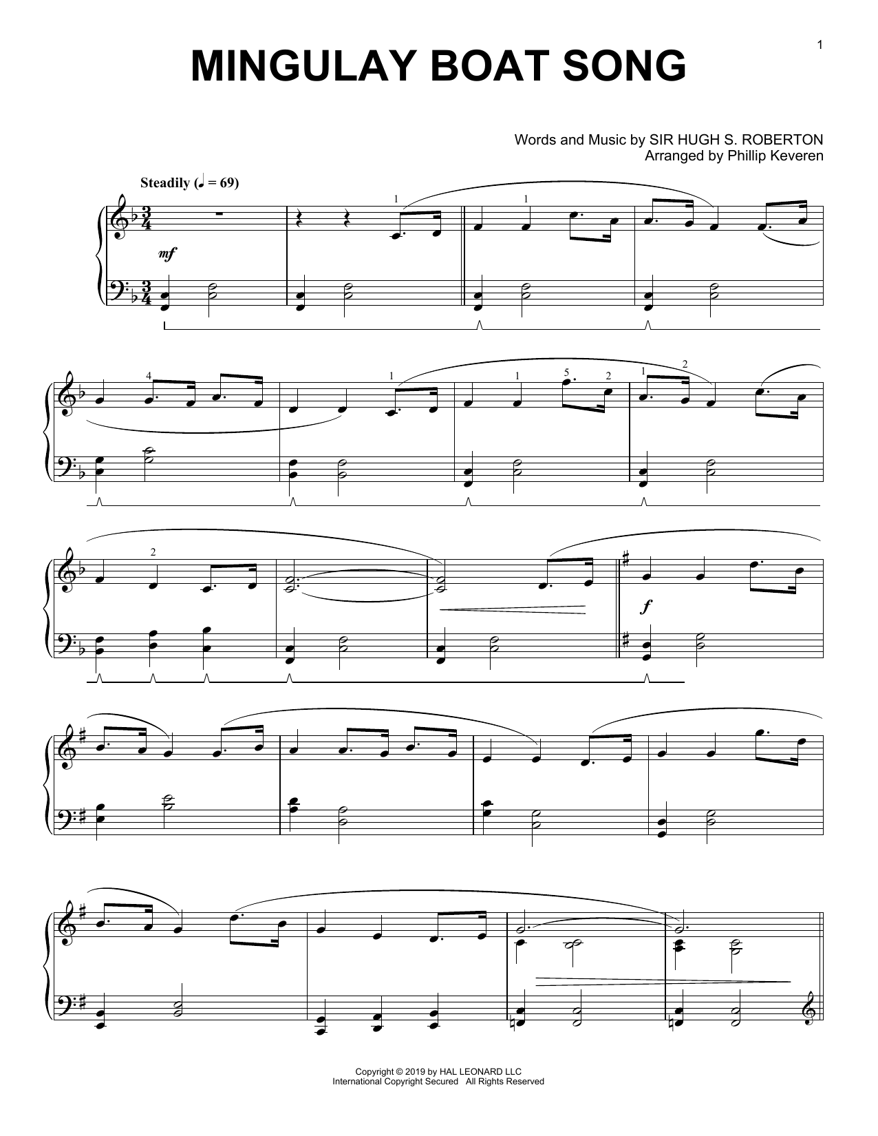 Sir Hugh S. Roberton Mingulay Boat Song (arr. Phillip Keveren) sheet music notes and chords arranged for Piano Solo