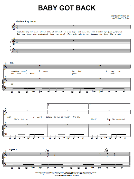 Sir Mix-A-Lot Baby Got Back sheet music notes and chords arranged for Lead Sheet / Fake Book