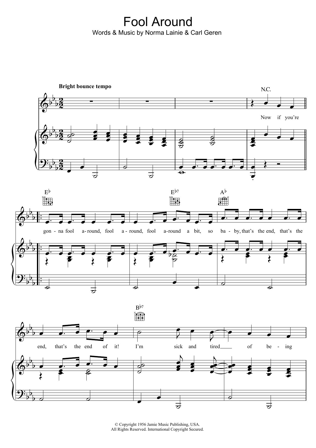 Sisters Fontaine Fool Around sheet music notes and chords arranged for Piano, Vocal & Guitar Chords